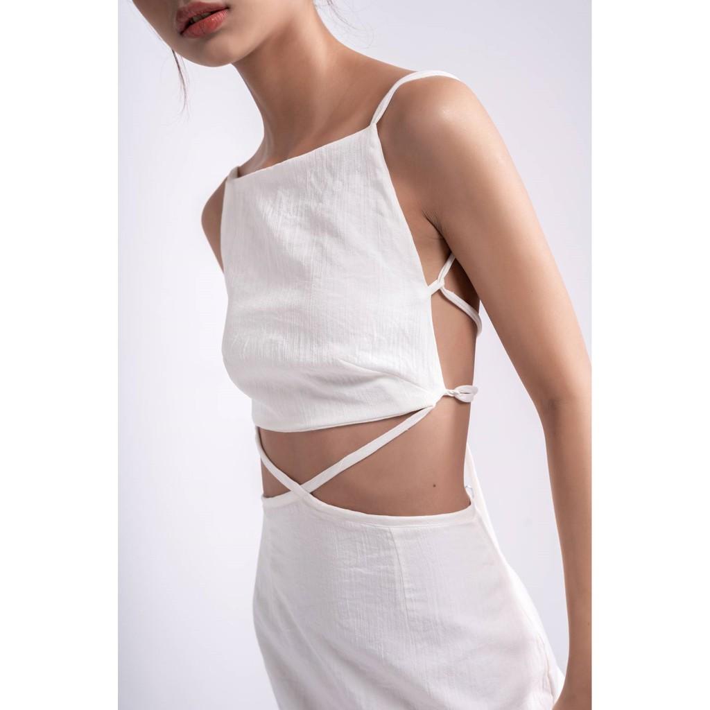 Đầm dài hở lưng có dây cột, chất liệu linen Kendra One-Piece Long Dress - OLALASUDIO