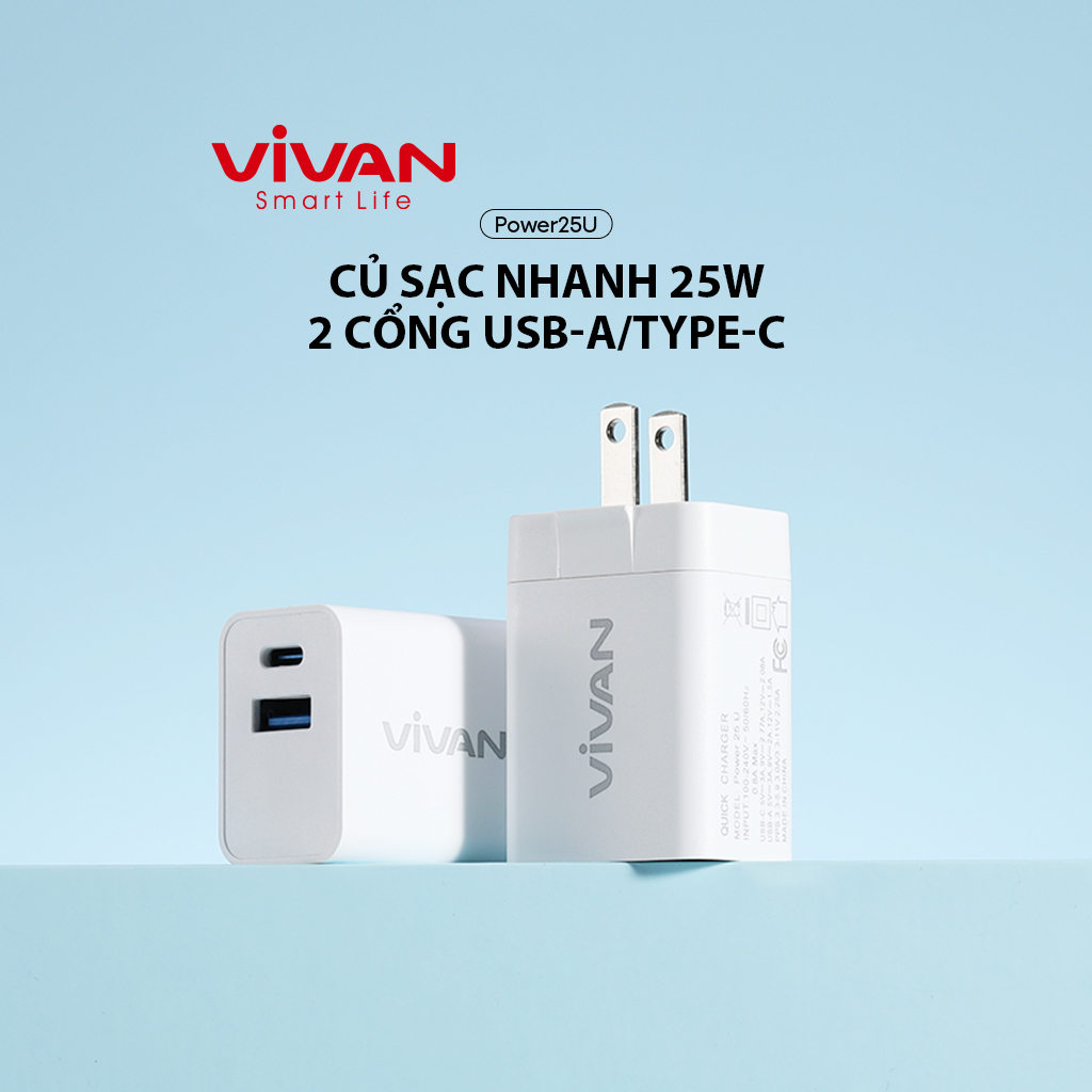 Cốc Sạc Nhanh ROBOT POWER 25U Công Suất 25w 2 Cổng USB-A/Type-C AC 100-240V - Hàng Chính Hãng