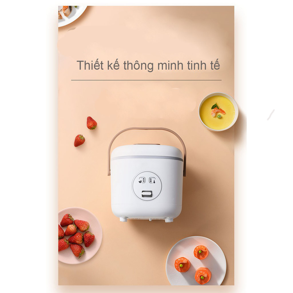 Nồi cơm điện mini dung tích 1,2 lit dùng cho 1-2 người phù hợp sinh viên độc thân FZ618 đi kèm phíc cắm đa năng