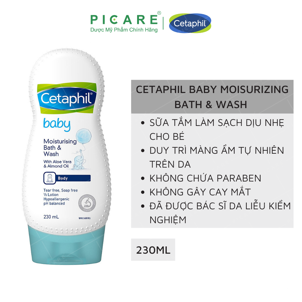 Sữa tắm cho bé Cetaphil Baby Moisturizing Bath & Wash 230ml dưỡng ẩm