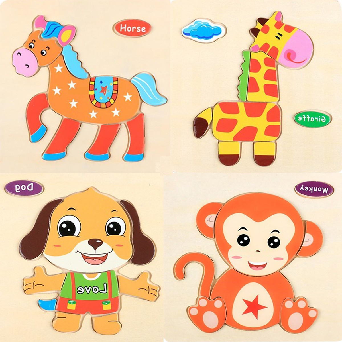Combo 10 tranh ghép hình nổi cho bé MK004