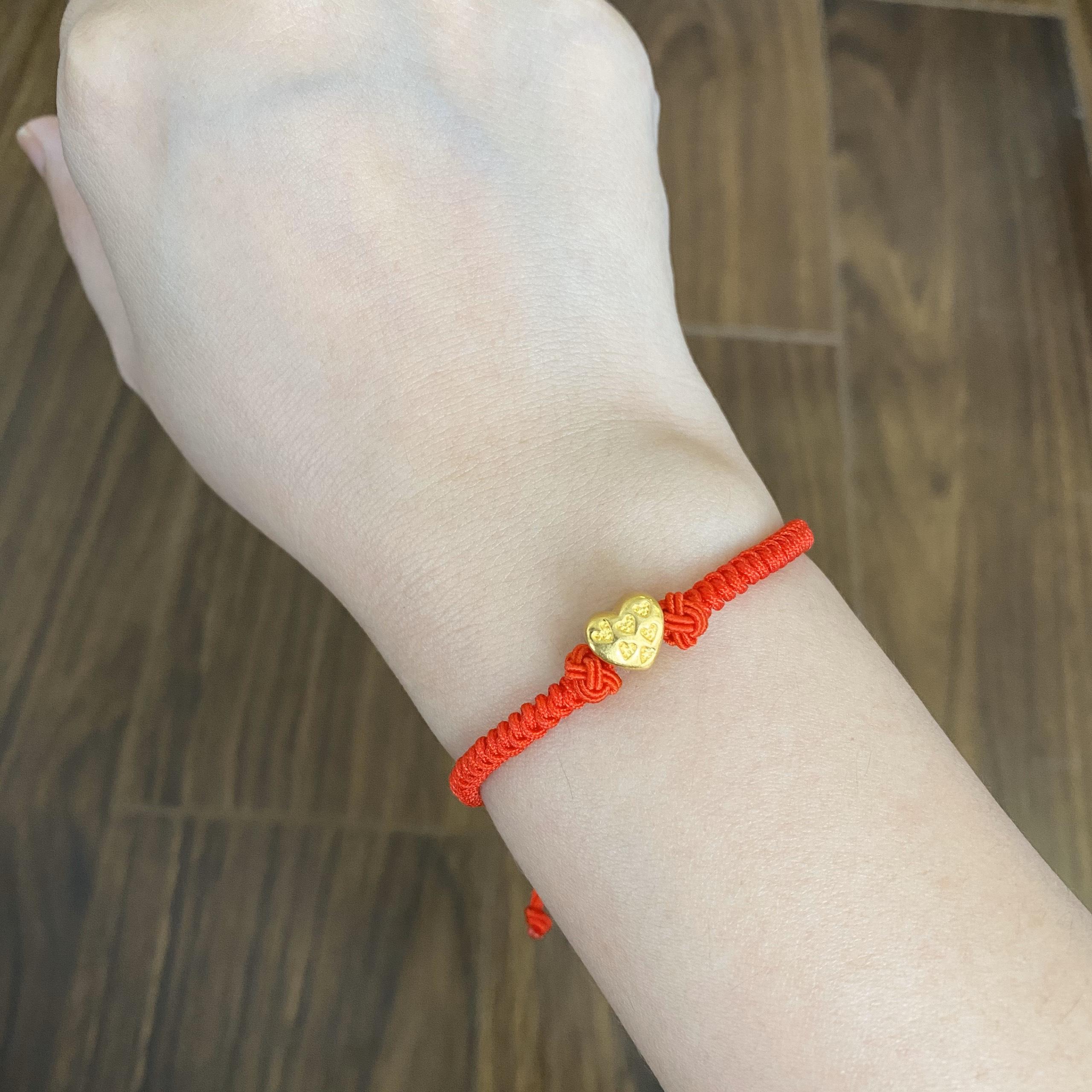 Vòng Tay Chỉ Đỏ Charm Trái Tim 02 Vàng 24K