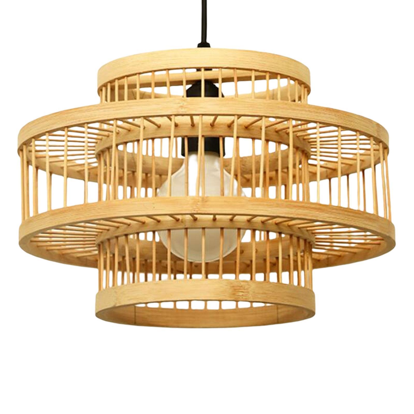 Bamboo Lamp Shade Ceiling Light Cover Chandelier for Dining Room Decor