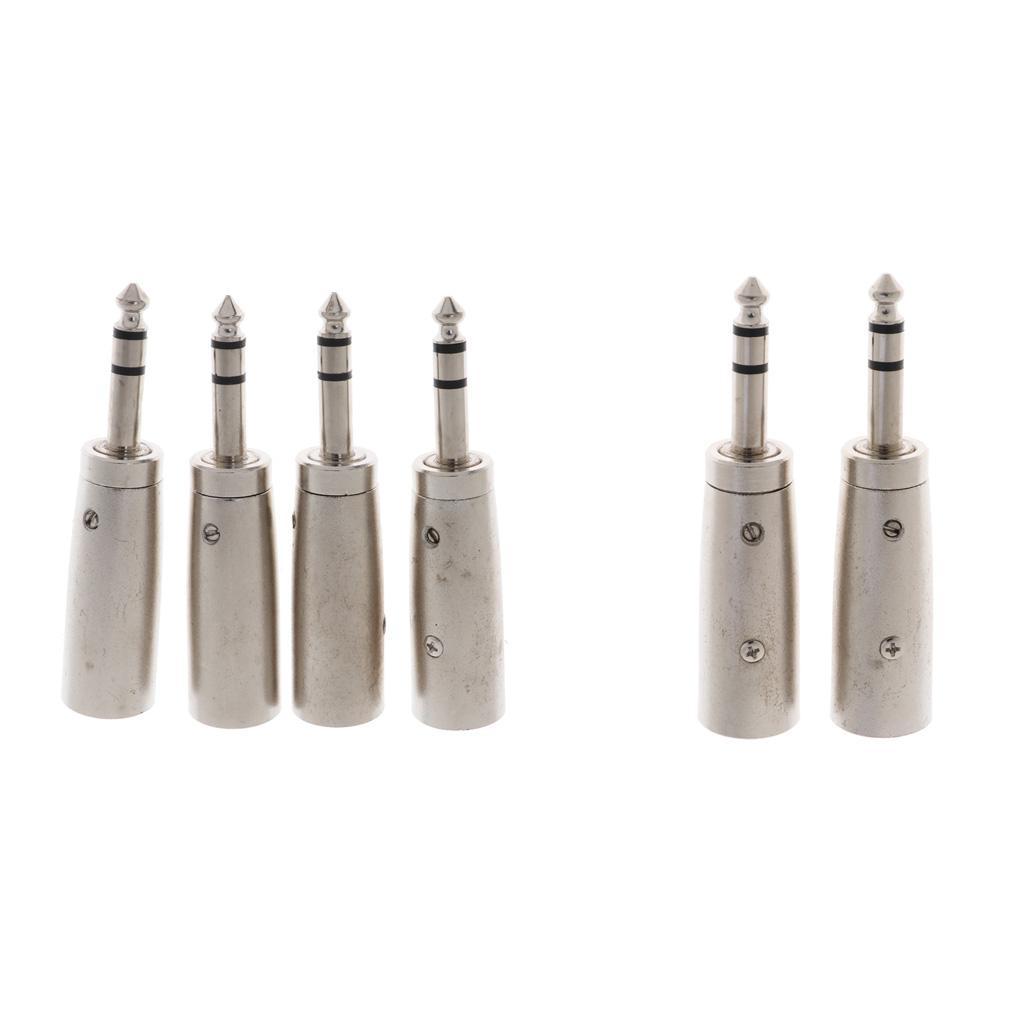 4PCS 1/4" 6.35mm Stereo Female Jack to 3-Pin Female -Audio Cable Mic Adapter