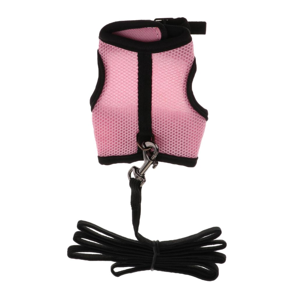 2x Hamster Rabbit Guinea Pig Rat Ferret Breathable Mesh Harness Leash Pink S