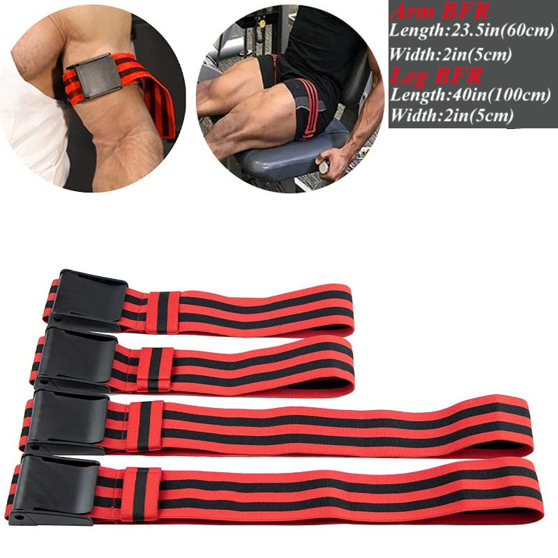 BFR Thể Dục Tắc Ban Nhạc Trọng Lượng Thể Hình Hạn Chế Lưu Lượng Máu Ban Nhạc Cánh Tay Chân Quấn Nhanh Tăng Trưởng Cơ Thiết Bị Tập Gym Color: red set