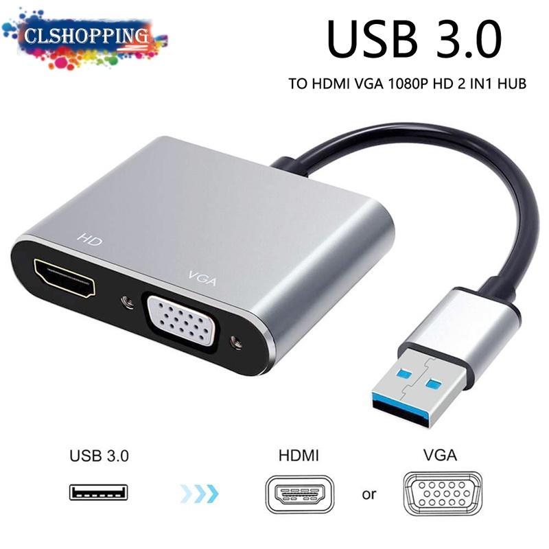 Đầu chuyển đổi usb sang Hdmi Vga Hd 1080P 2 trong 1 tiện dụng