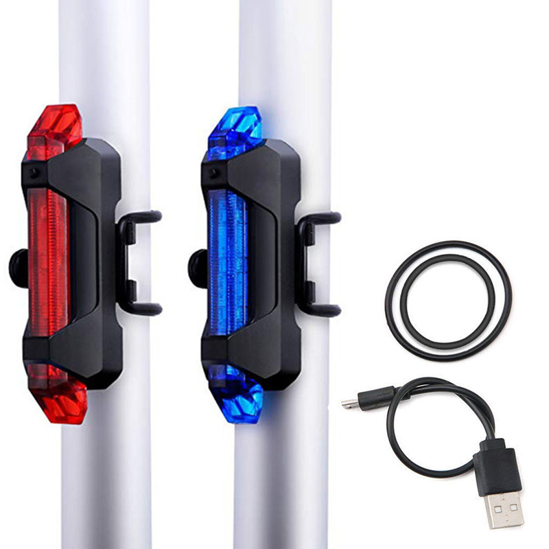 Bộ 2 Đèn LED Gắn Phía Sau Cảnh Báo Ban Đêm Có Sạc Điện USB Chống Nước Cho Xe Đạp Giúp Đạp Xe An Toàn 4 Chế Độ Sáng (Đèn Đỏ và Xanh) Mai Lee