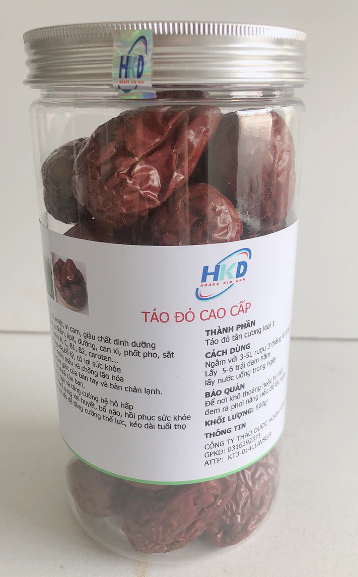 Táo đỏ tân cương - Loại cao cấp trái to nhiều thịt hạt bé - Hủ 500gr