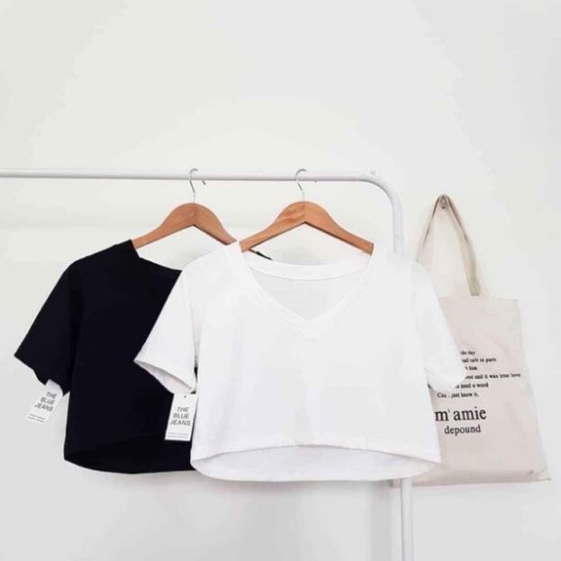 Áo croptop trơn cổ tim nhiều màu