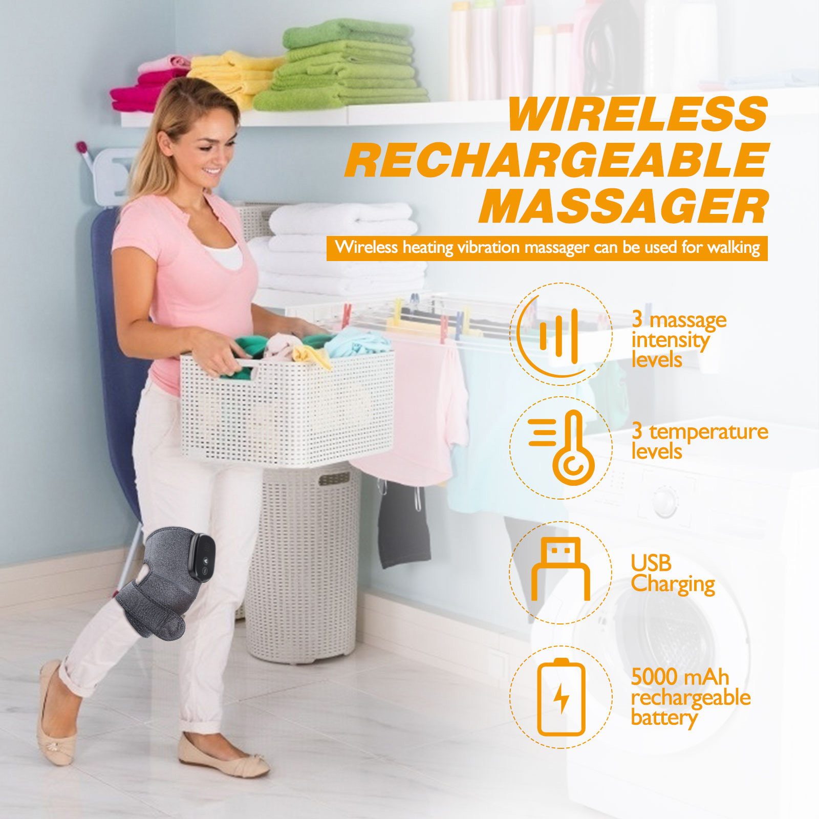 Đai massage khớp gối, vai sưởi ấm Heating Massage Electric 5000mAh