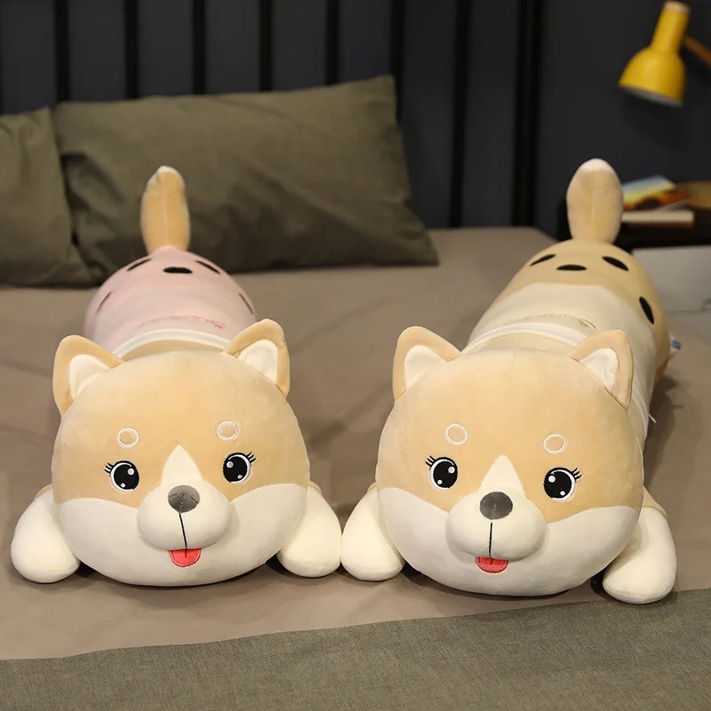 Thú nhồi bông chó shiba bụng trà sữa cute - Size 1m2 - Quà tặng gấu bông bình trân châu đầu chó shiba dễ thương.