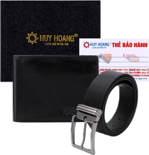 Bộ Ví & Thắt Lưng Nam Đầu Kim Huy Hoàng HT2114-HT4108 - Đen