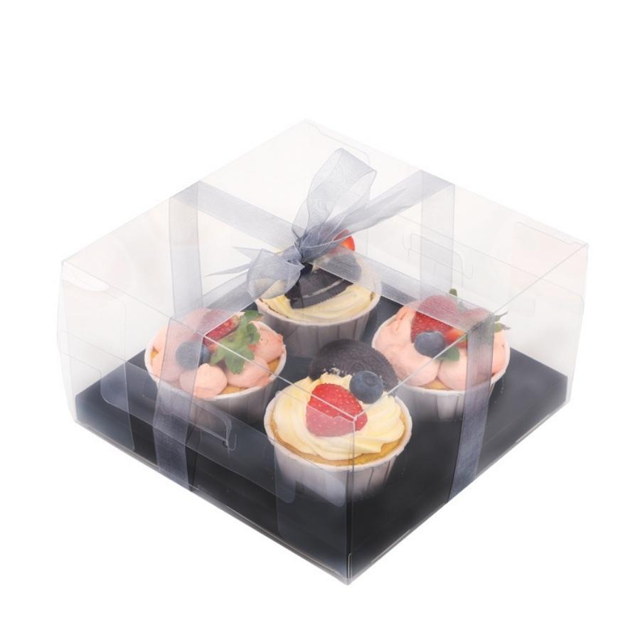 Hộp Đựng Bánh Cupcake Muffin 4 Bánh Trang Trí Trong Suốt Sang Trọng - BOXMF4IN