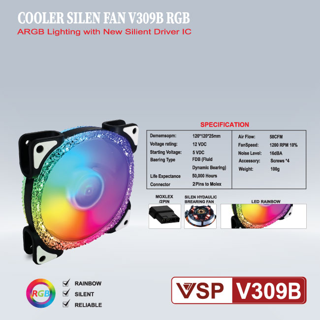 Fan Case VSP V309B LED RGB Hàng chính hãng