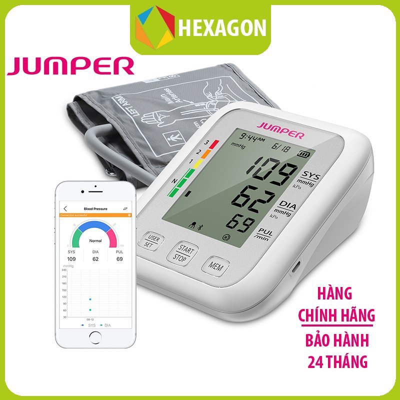 Máy đo huyết áp bắp tay Jumper JPD-HA120 chứng nhận FDA Hoa Kỳ (Bluetooth + APP điện thoại)