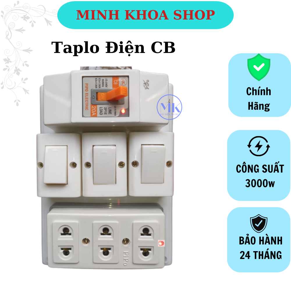 Taplo điện, Bảng điện PN16cb PIPO 2,3 công tắc có CB kèm tiện dụng