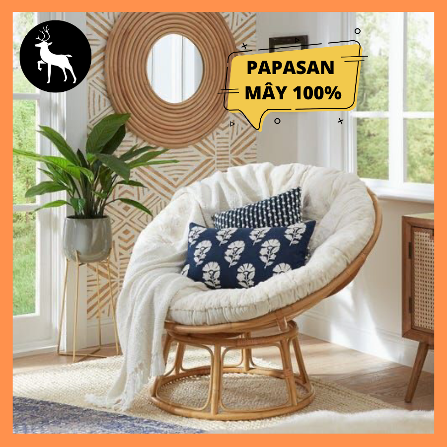 Ghế mây thư giãn PAPASAN 1 mét cao cấp chất liệu mây chắc chắn (Tự chọn màu)