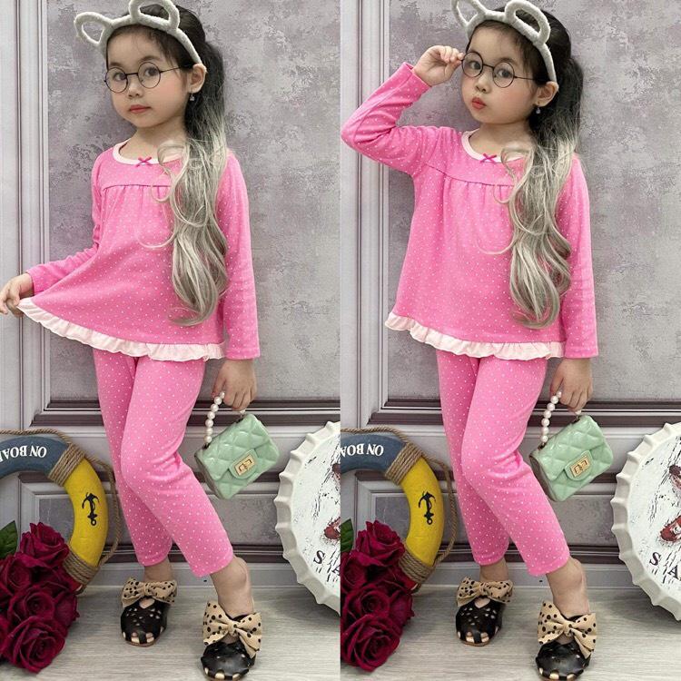 Bộ dài dáng xoè thun borip xuất xịn cho bé gái 8-22ký