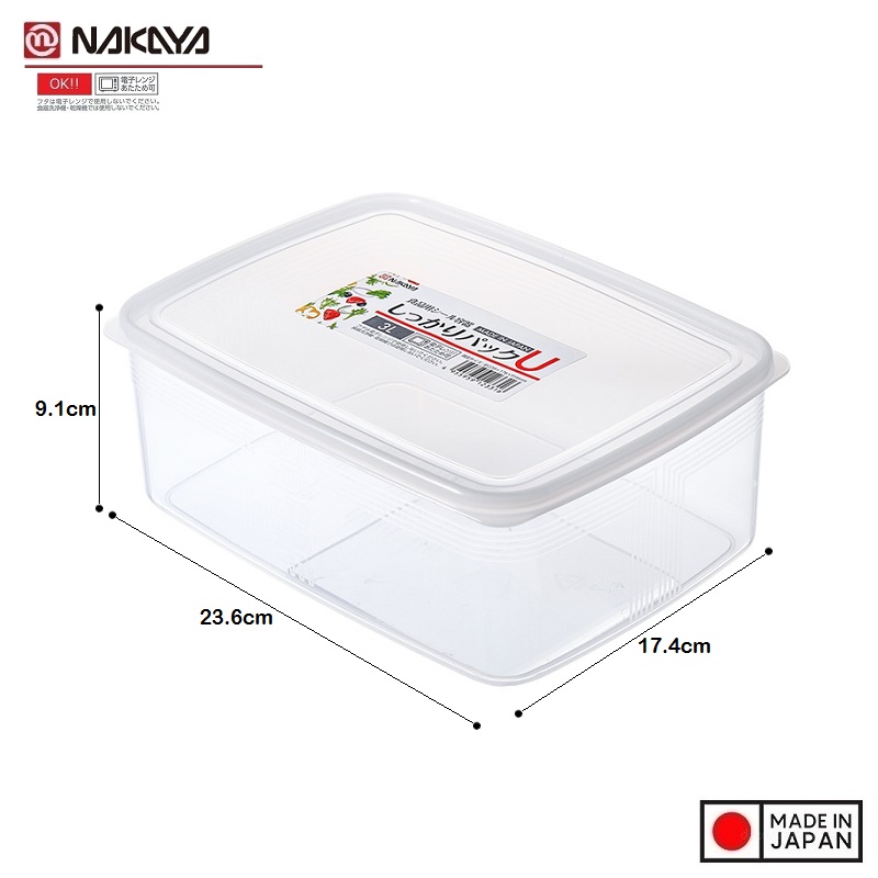 Bộ 03 chiếc hộp thực phẩm chữ nhật Nakaya 3000ml hàng nội địa Nhật Bản