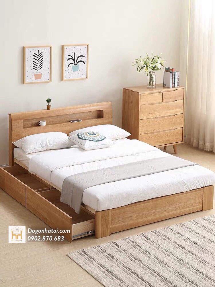 Giường Ngủ Gỗ Có Ngăn Kéo Hiện Đại Đẹp GN-513