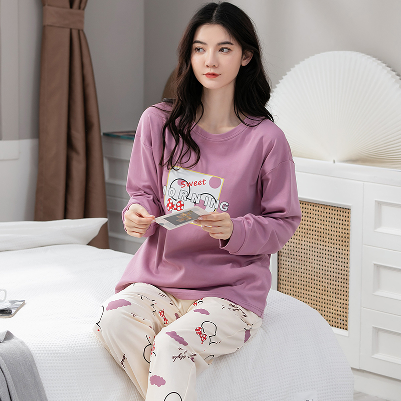 Đồ mặc nhà nữ thu đông cotton mịn đẹp 5119