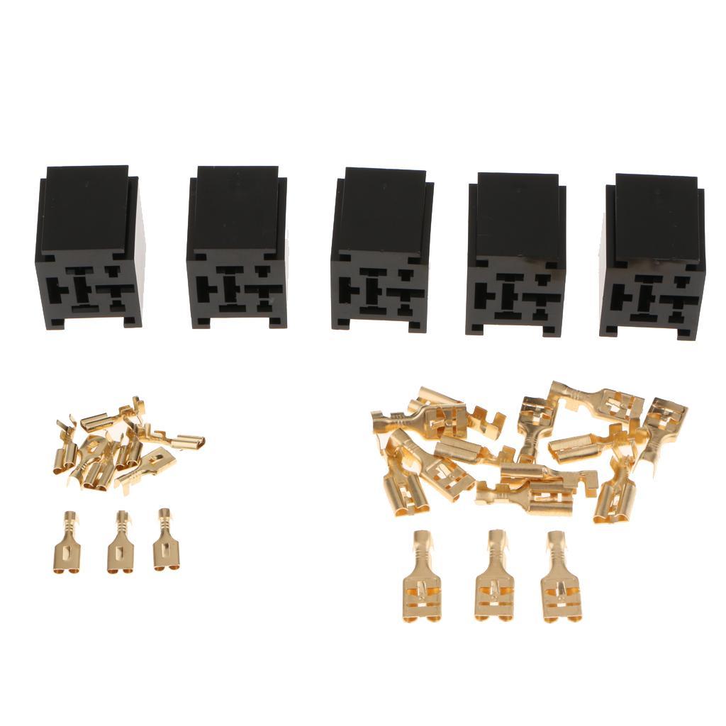 15Pcs 80Amp Relay Connector 4-Pin Mounting Socket + Terminals Base Holder