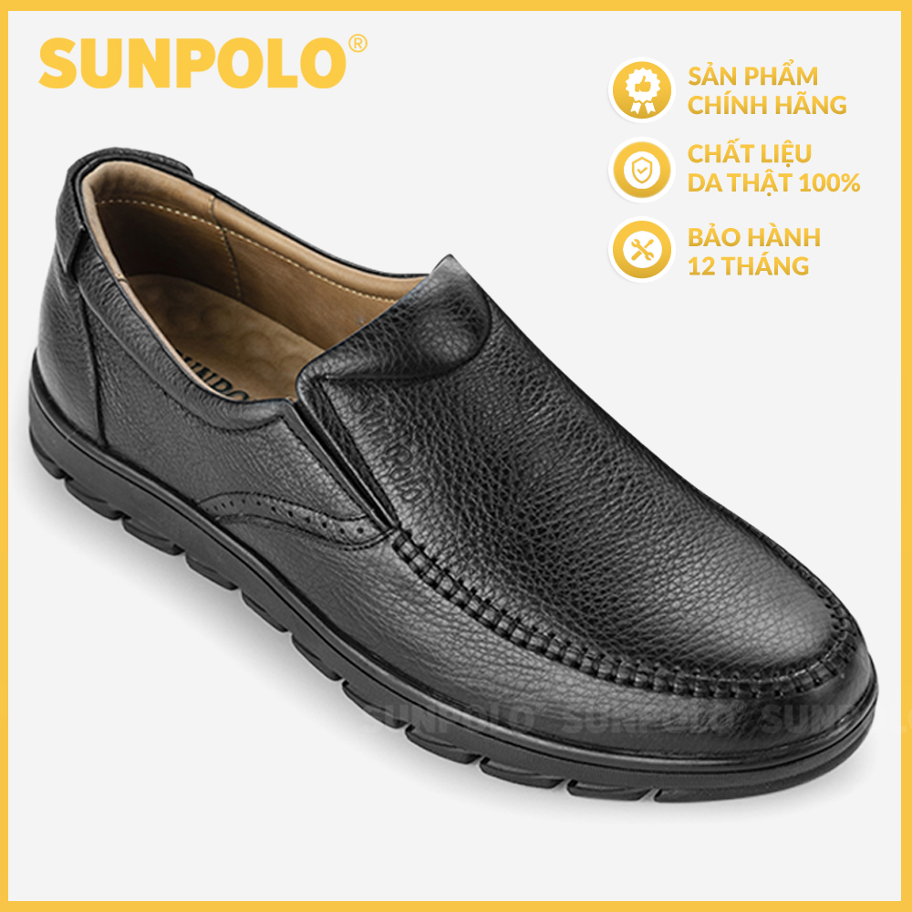 Giày Mọi Nam Da Bò SUNPOLO MU1732 Êm ái, bền bỉ
