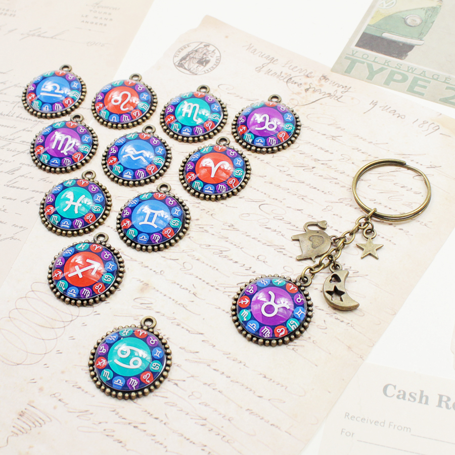 Móc khóa 12 cung hoàng đạo Zodiac tông xanh dương 06646-M14