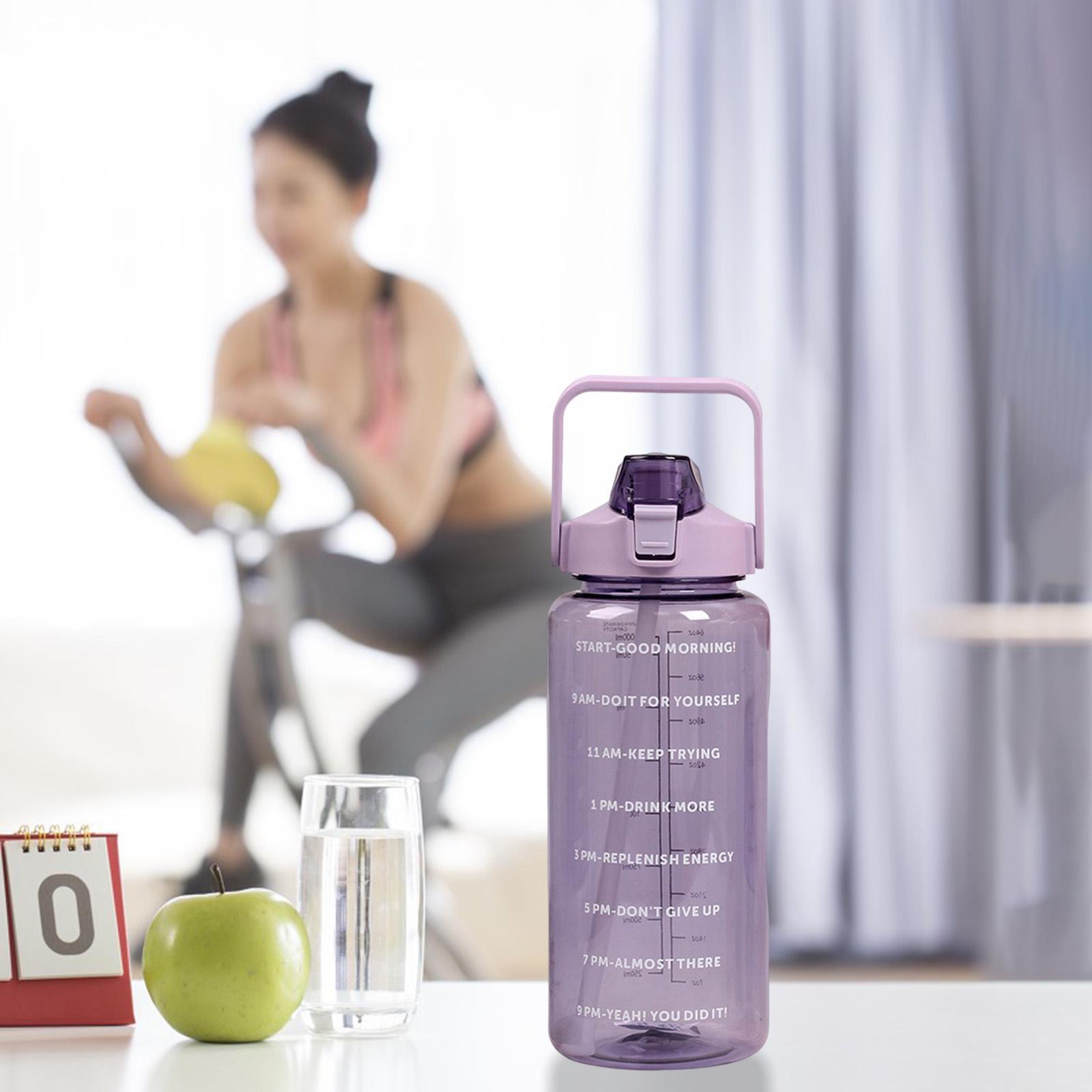 Water Bottle, 67Oz Large Sports Water Bottle for Men, Women, Wide Mouth Water Bottle with Carry Handle, Time Marker and Straw for Fitness Running