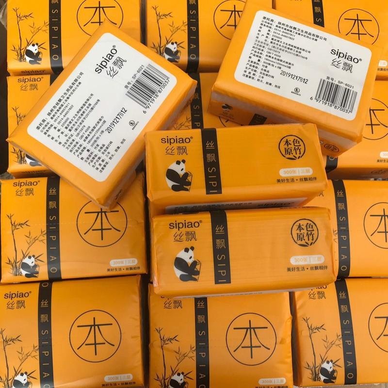 Giấy ăn gấu trúc SIPAO không chất tẩy trắng 300tờ/1gói - Hàng chuẩn