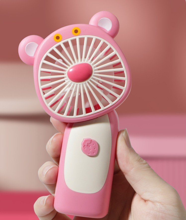 Quạt Cầm Tay Mini Gấu Dâu Lotso, Quạt Mini Du Lịch Kèm Dây Sạc USB