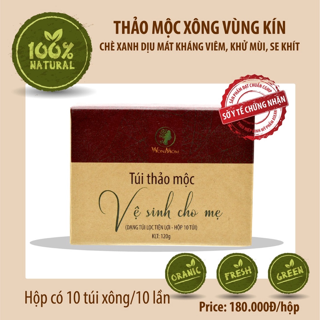 Combo chậu xông và túi lọc thảo mộc vệ sinh Wonmom phụ nữ cho mẹ sau sinh