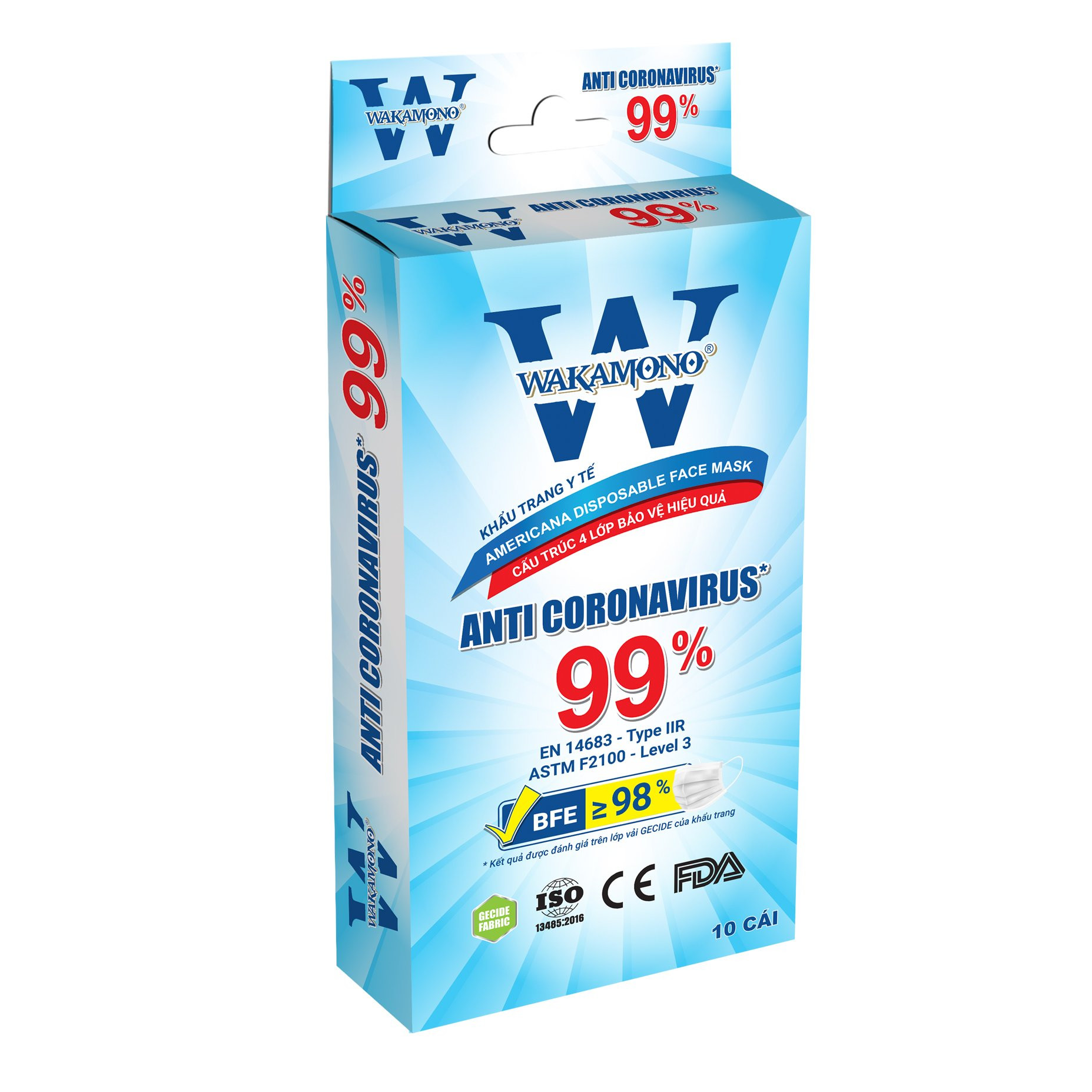 KHẨU TRANG Y TẾ WAKAMONO - COMBO 5 hộp - (4 Lớp, 50 cái)