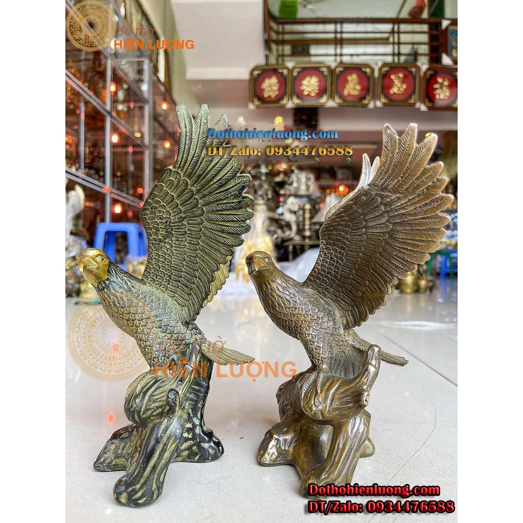 Tượng Đại Bàng Đậu Cành Cây Bằng Đồng Phong Thủy Cao 24cm