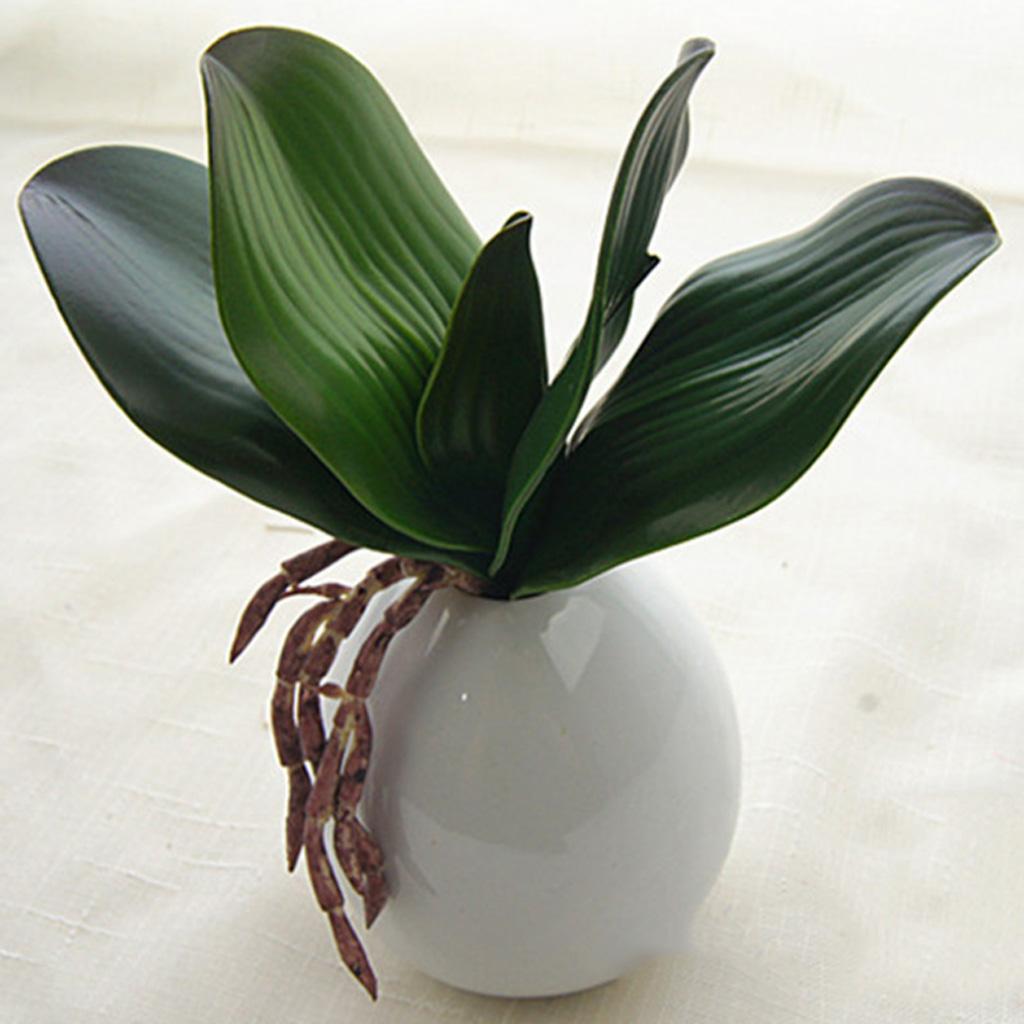 3x Artificial Orchid Leaves Green Fake Plants Leaf Table Top Wedding Decor C
