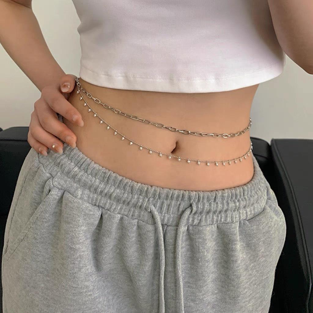 Chain xích thắt eo 2 tầng mặc phối áo croptop, bikini Xích thắt eo diện đồ hở bụng