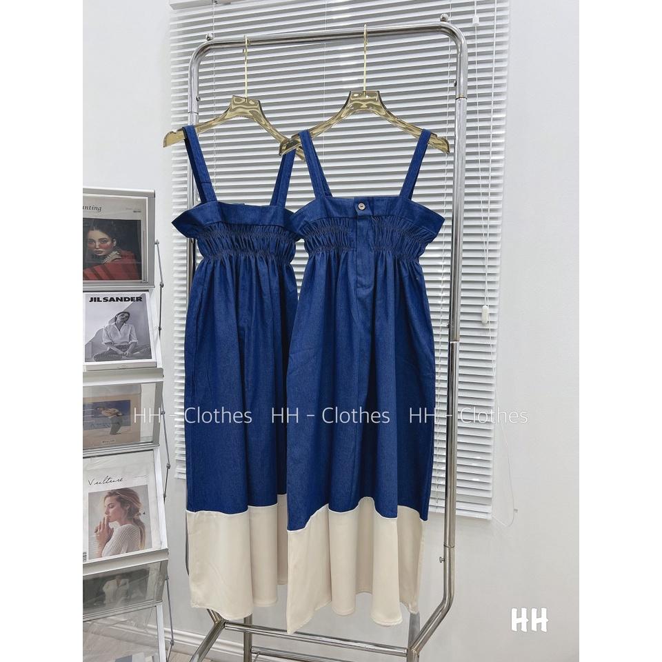 VÁY ĐI CHƠI, VÁY MAXI JEAN 2 DÂY PHỐI CÚP NGỰC BOCHUN CỰC XINH LUN Ạ