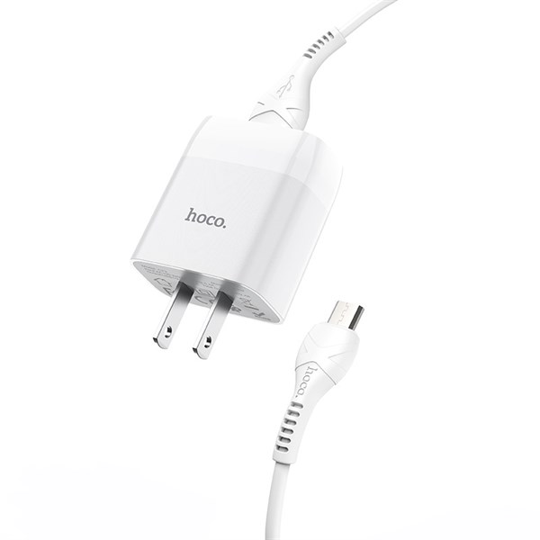 Bộ sạc nhanh 2 cổng micro USB 2.4A hoco c73 - Dài 1.0M - WHITE (12T)- HÀNG CHÍNH HÃNG