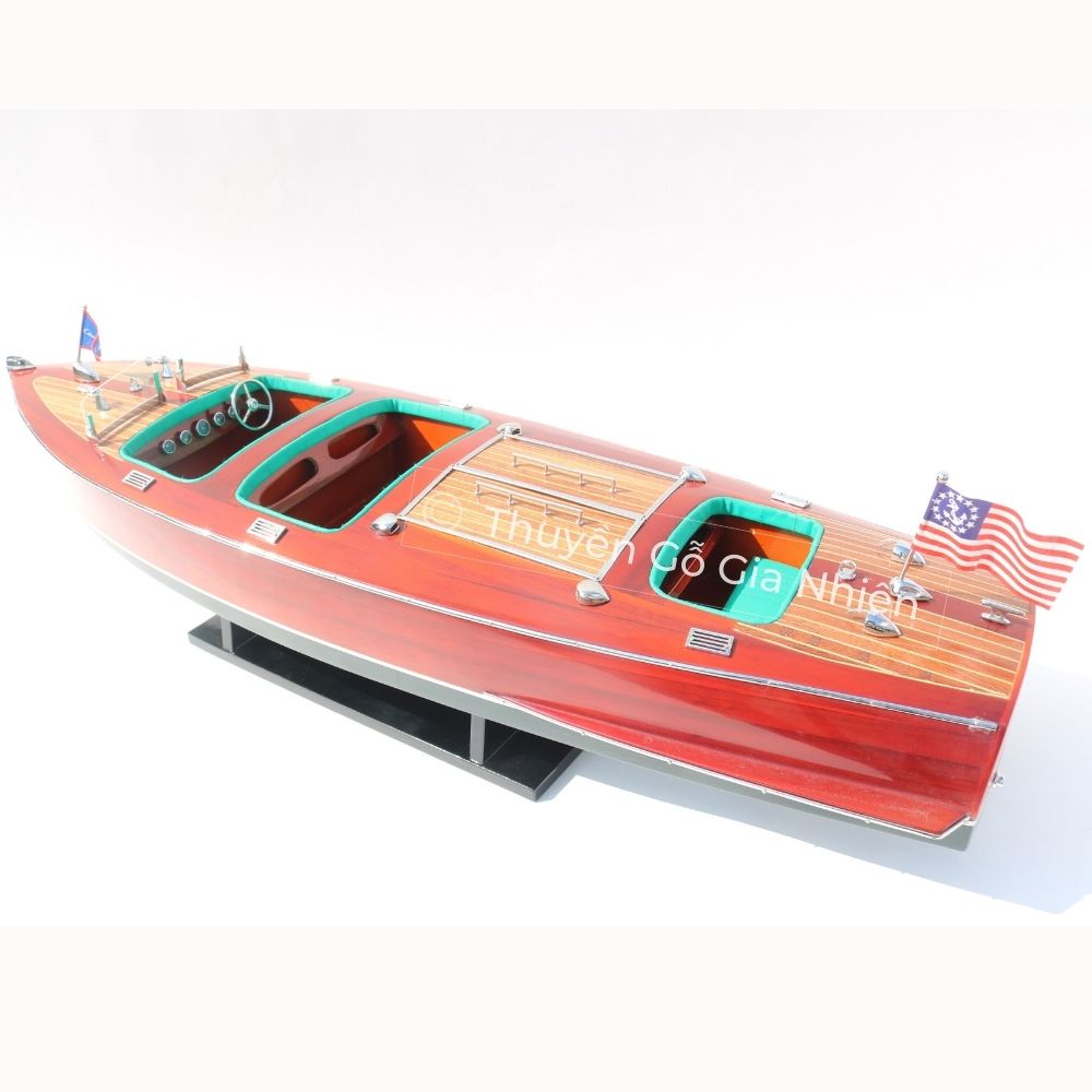 Mô Hình Thuyền Gỗ Phong Thủy Dạng Thuyền Đua Tốc Độ CHRIS CRAFT TRIPLE COCKPIT 1930 Chính Hãng Hàng Xuất Khẩu Chất Lượng Cao