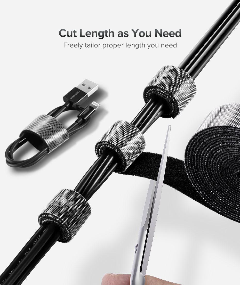 Ugreen UG60483LP124TK 0.5M cỡ 15mm băng dán Velcro màu đen ngang 1.5cm - HÀNG CHÍNH HÃNG