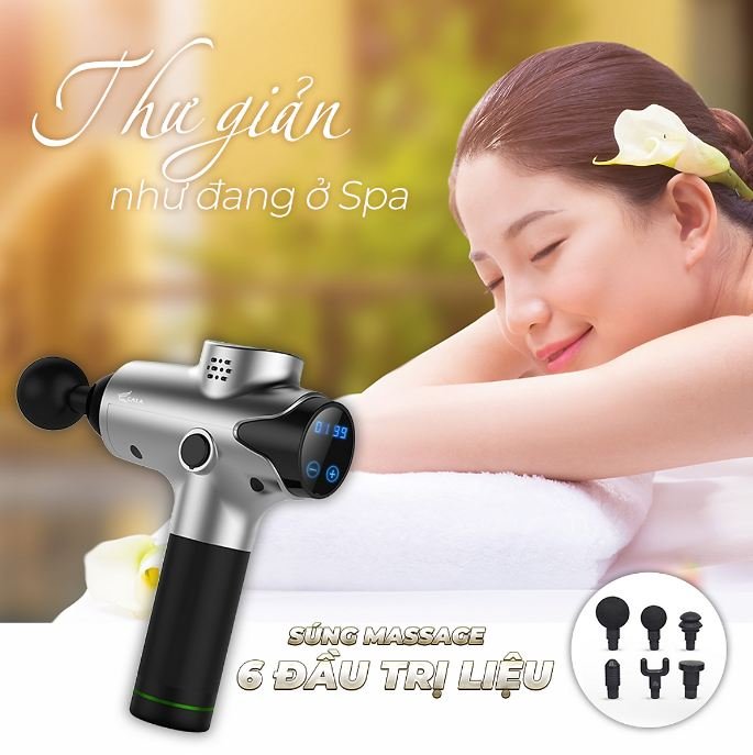 Máy Massage Cầm Tay Chuyên Sâu Cao Cấp - 20 Chế Độ Rung Khác Nhau - Tặng Kèm 6 Đầu Massage - Trị Căng Cứng Đau Mỏi Cơ - Massage Đa Chức Năng Giảm Tê Mỏi Toàn Thân