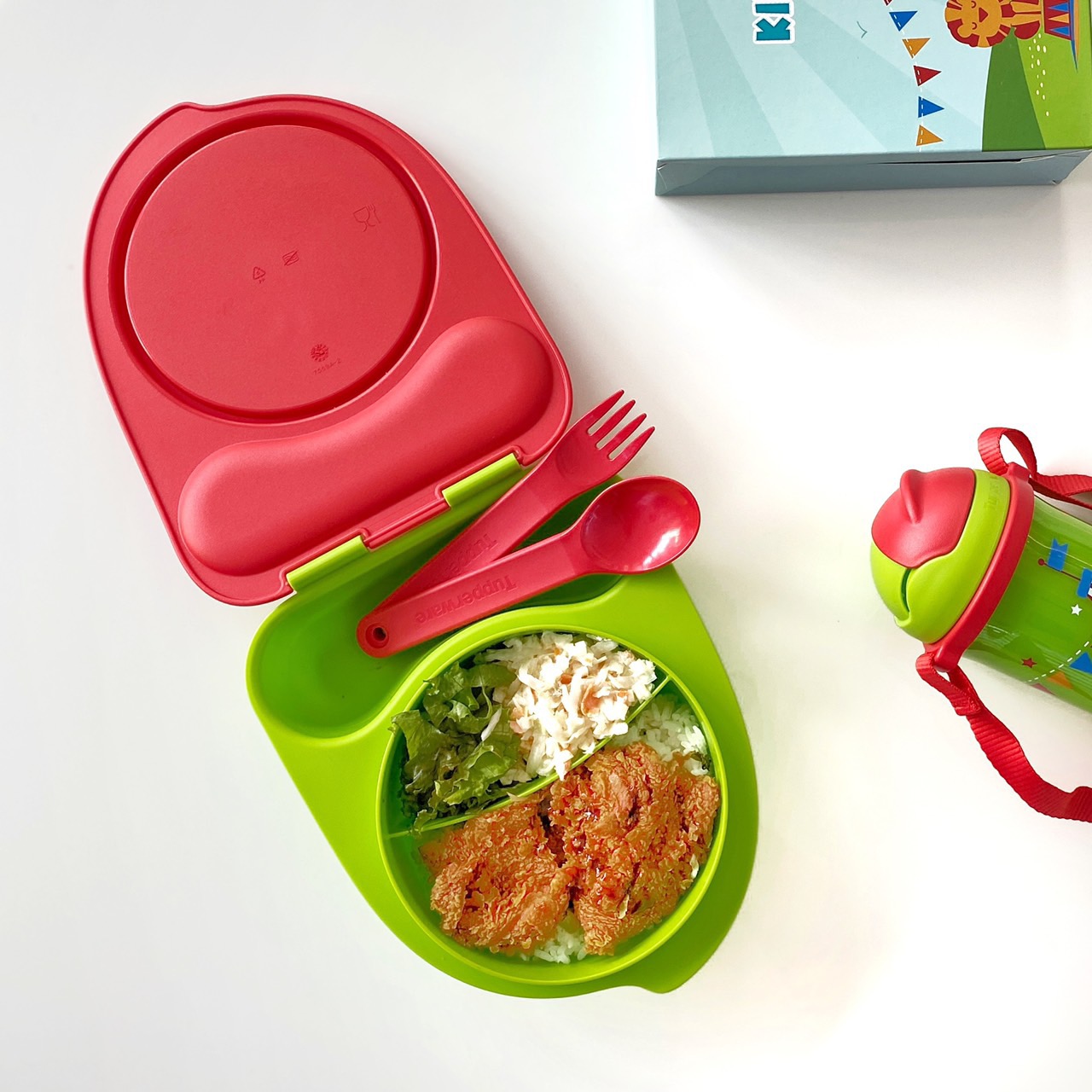 Bộ Hộp Cơm Tupperware Kiddo Circus Kèm Muỗng Nĩa