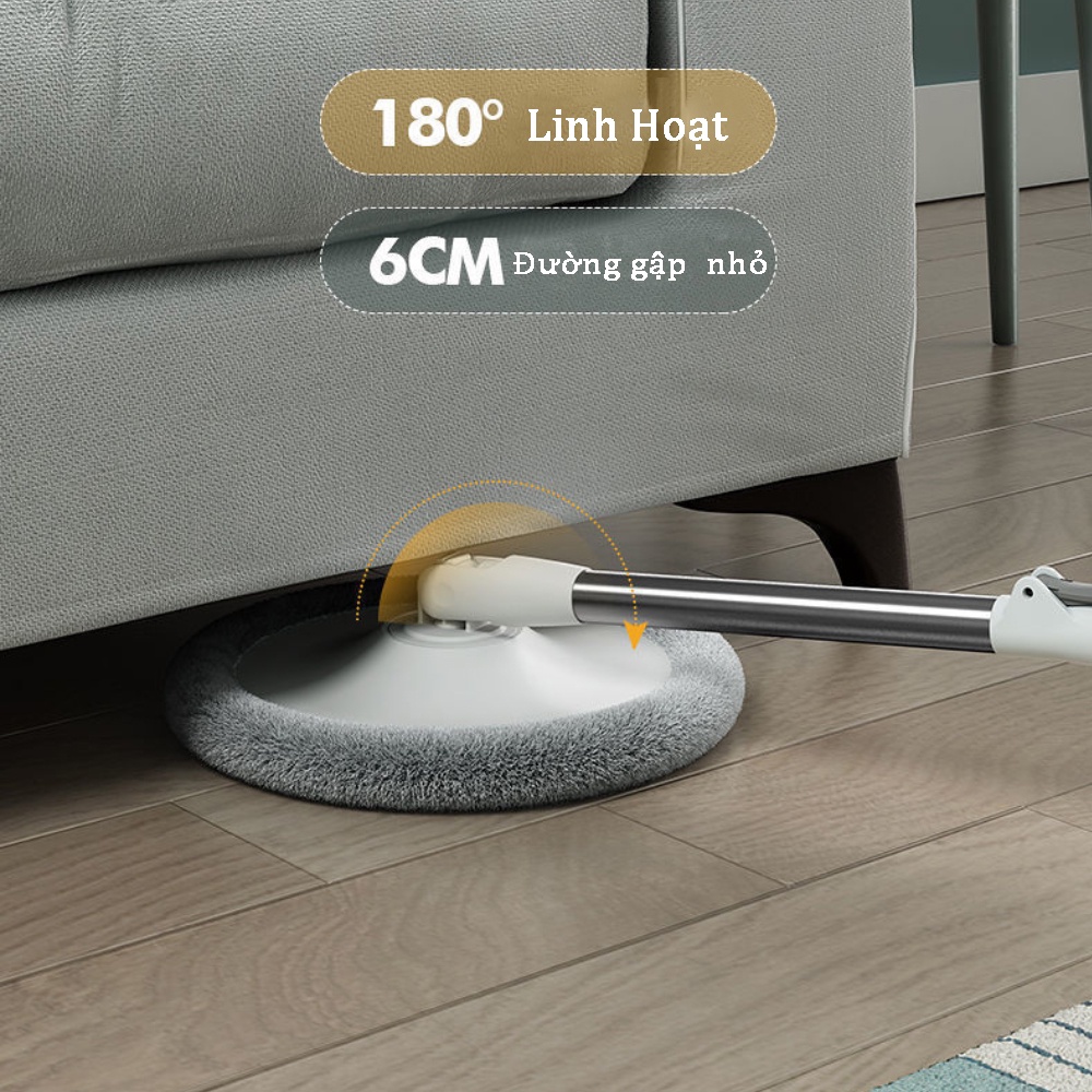 Bộ cây chổi lau nhà tách nước K9 tròn xoay 360 độ công nghệ nano Hand mops, cây lau nhà thông minh tách nước bẩn có vòi xả