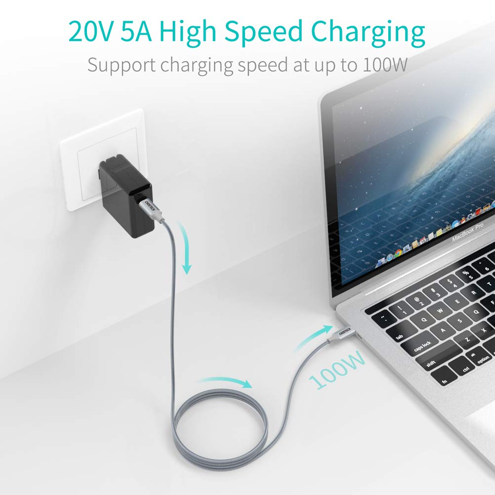 Dây Cáp Sạc Nhanh USB Type C to Type C 100W Dài 1.8M Chuyên Sạc iPhone 15, Macbook, Laptop, Smartphone CHOETECH XCC-1002-GY - Hàng Chính Hãng