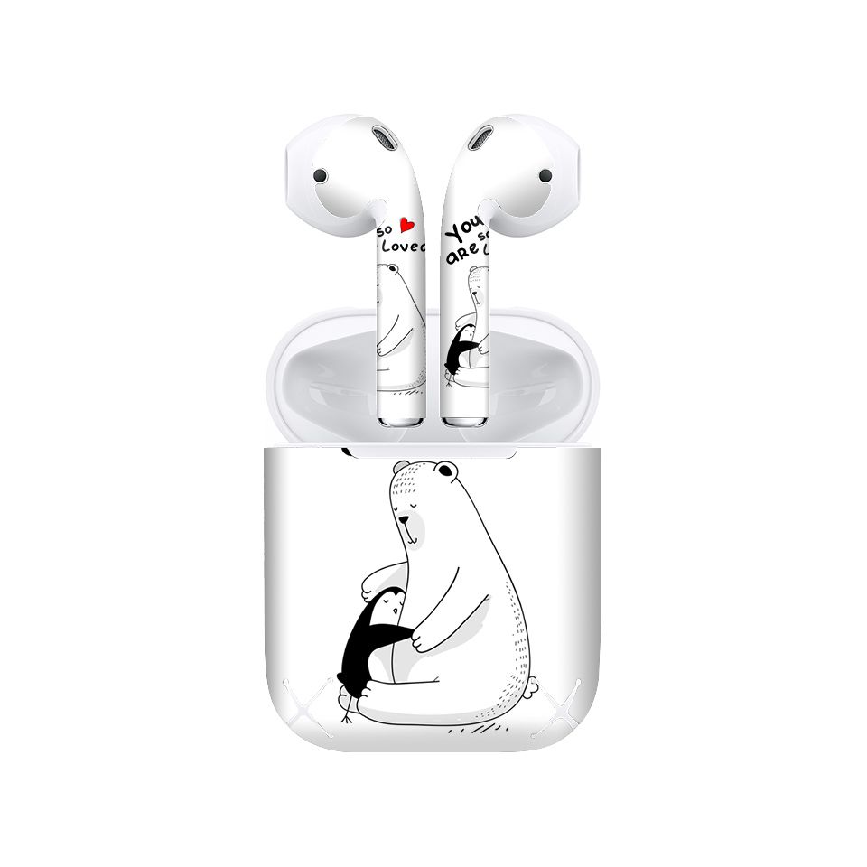 Miếng dán skin chống bẩn cho tai nghe AirPods in hình thiết kế - atk330 (bản không dây 1 và 2)