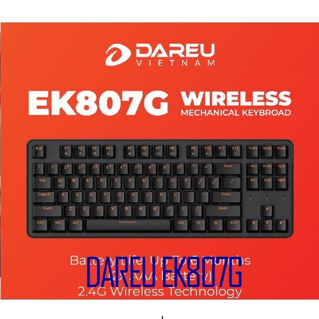 Bàn phím cơ không dây DareU EK807G Wireless Blue brown Switch hàng chính hãng