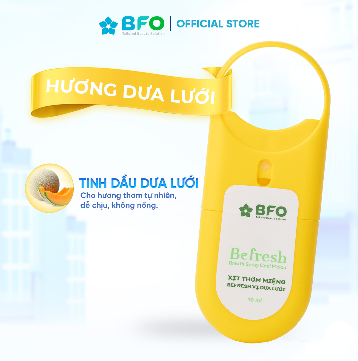 Combo 5 Xịt Thơm Miệng BFO Cho Hơi Thở Thơm Mát 10ml An Toàn (Trà xanh, Bạc Hà, Đào, Dâu, Dưa Lưới)