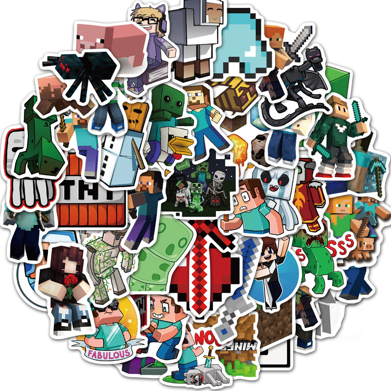 Sticker 50 miếng hình dán Minecraft