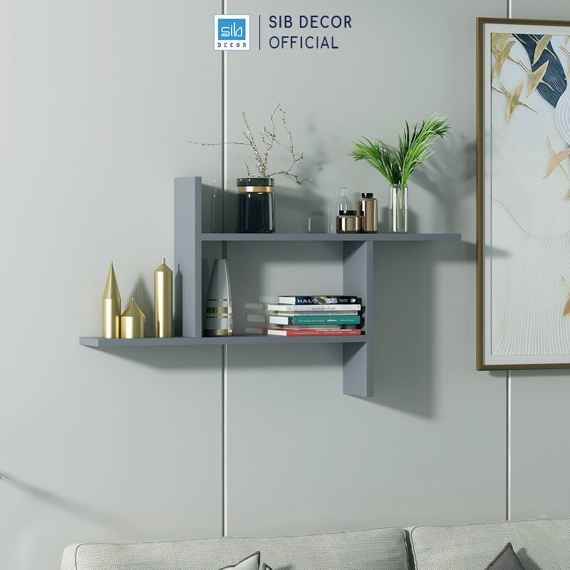 Kệ Gỗ Trang Trí Treo Tường 2 Tầng Cách Điệu Độc Đáo SIB Decor